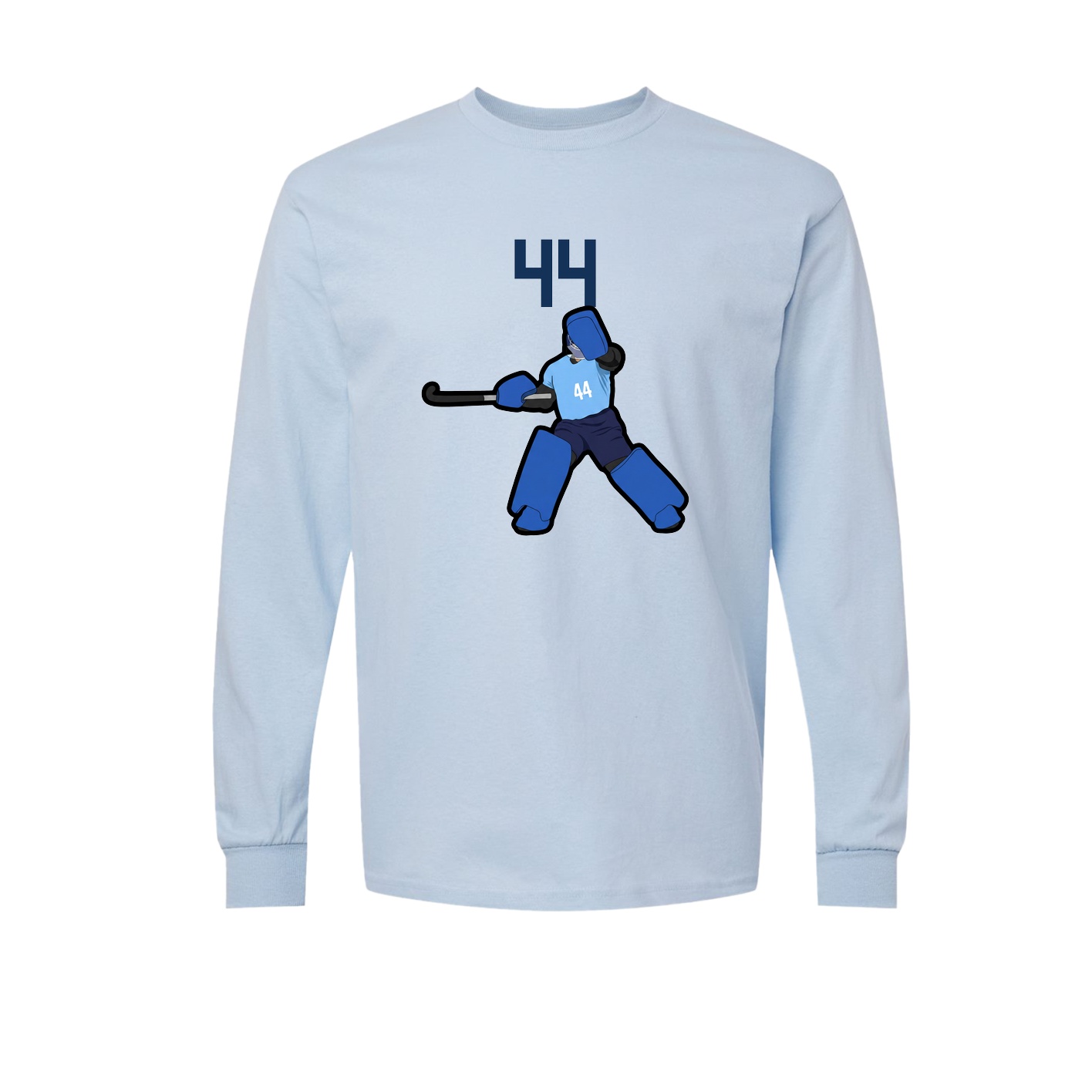 Long Sleeve Tee — Number Top in Light Blue