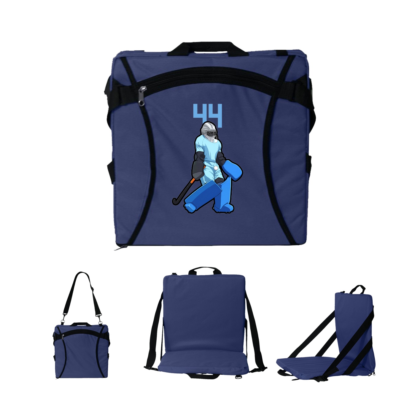 Folding Stadium Seat — Number Top in Navy