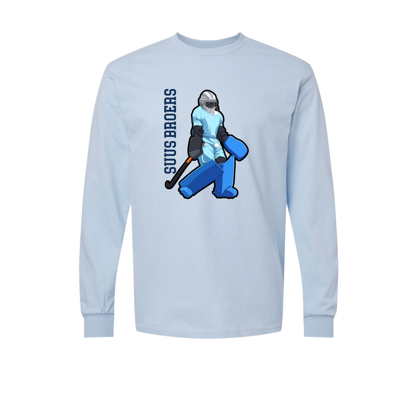 Long Sleeve Tee — Name Vertical in Light Blue