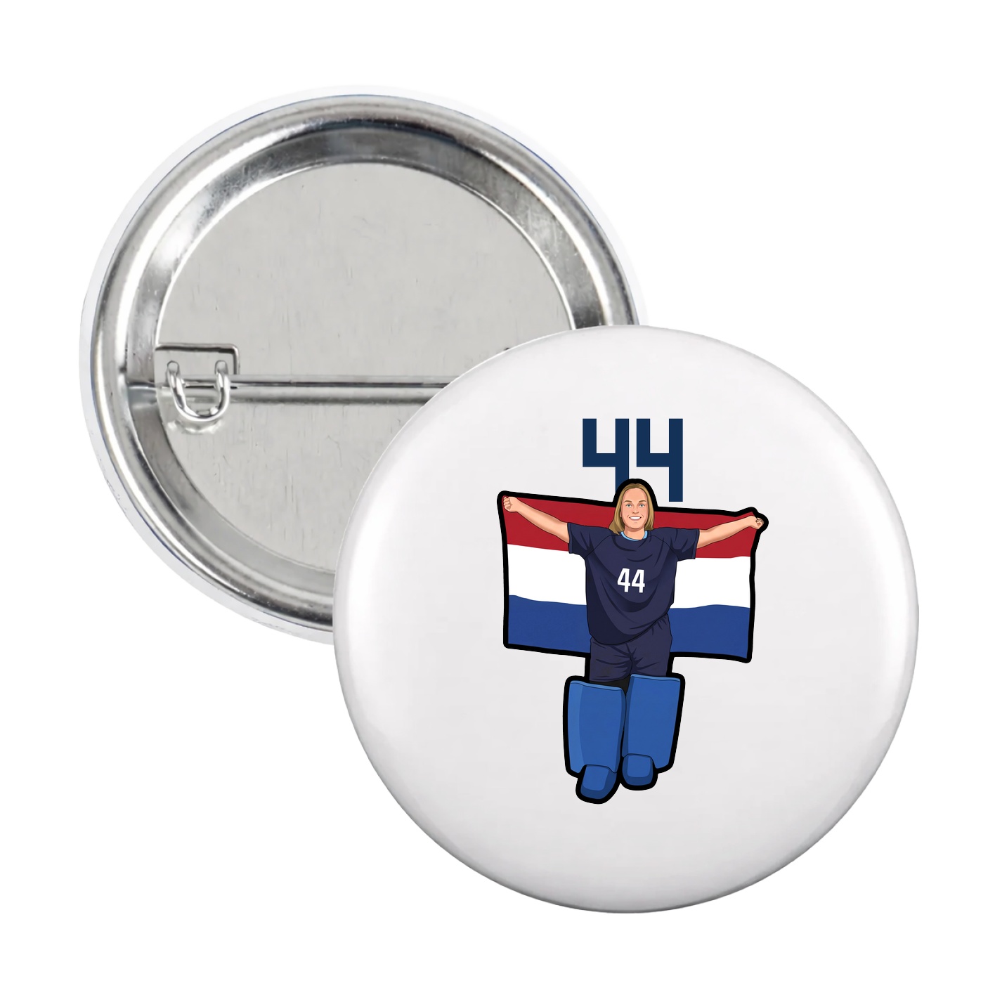 Game Day Button — Number Top in White