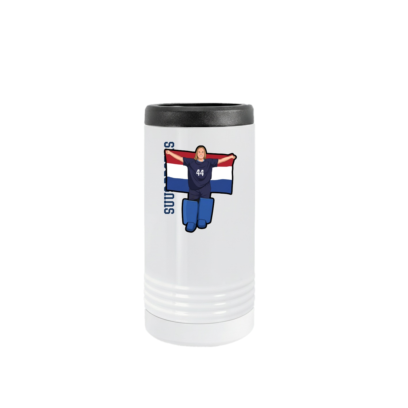 Slim Beverage Holder — Name Vertical in White
