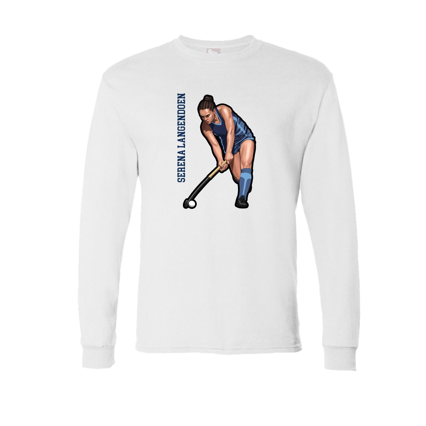 Long Sleeve Tee — Name Vertical in White