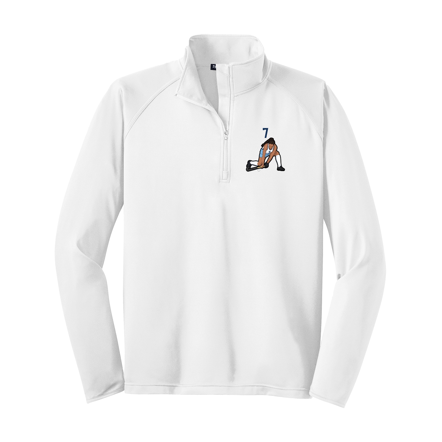Q-Zip Pullover — Number Top in White