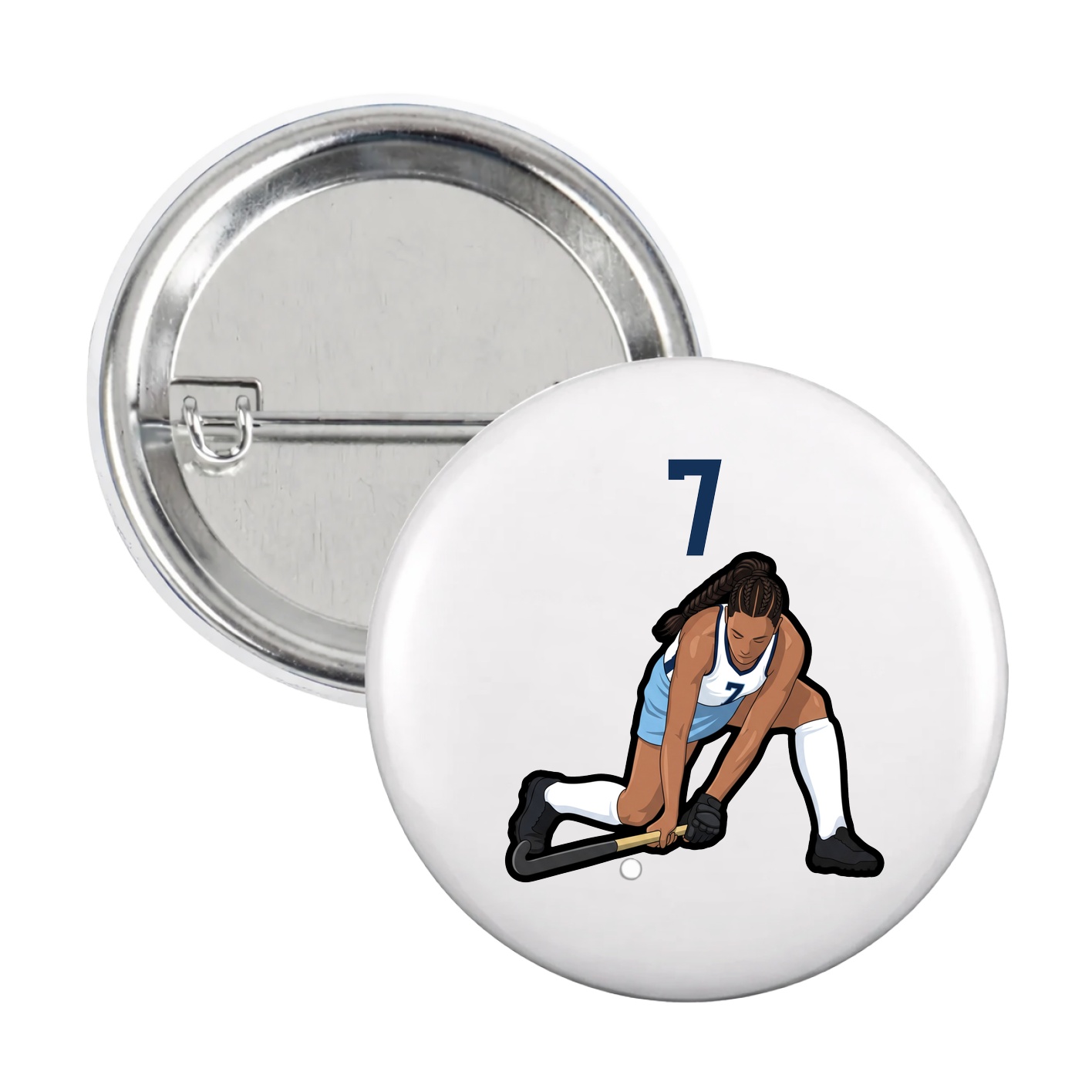 Game Day Button — Number Top in White