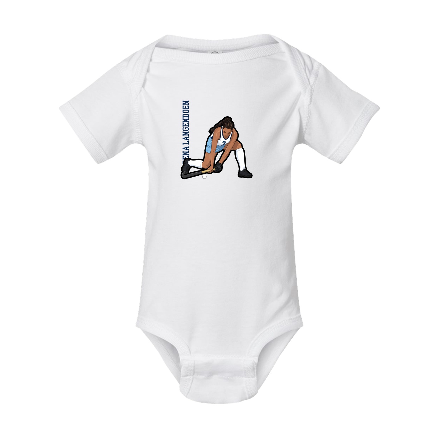 Baby Onesie — Name Vertical in White