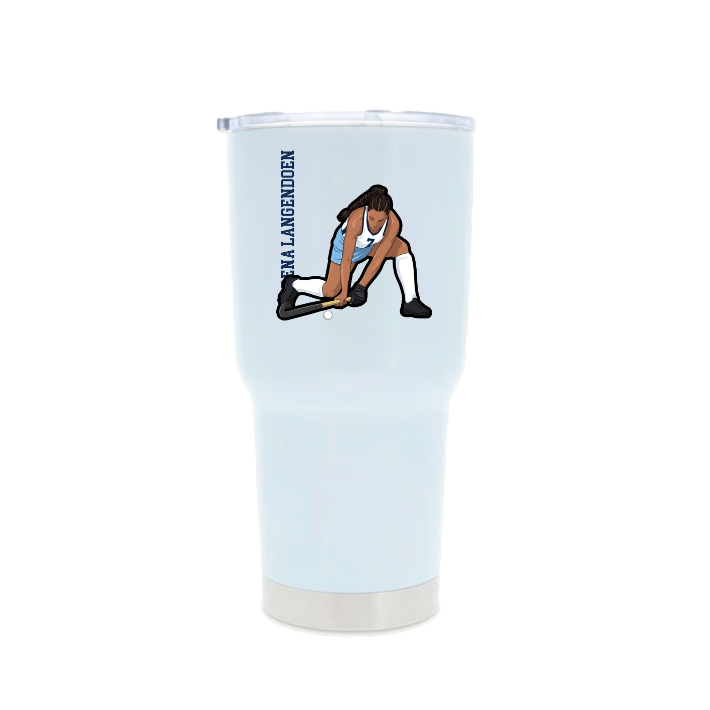 30oz Stainless Steel Tumbler — Name Vertical in White