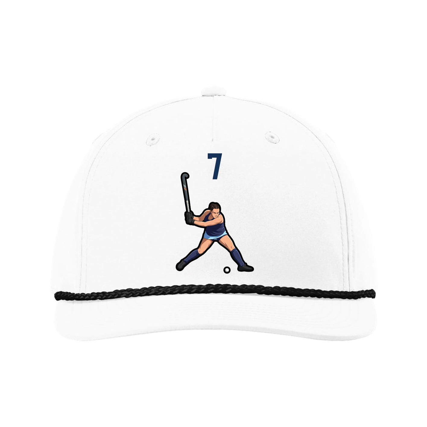 Five-Panel Classic Rope Cap — Number Top in White