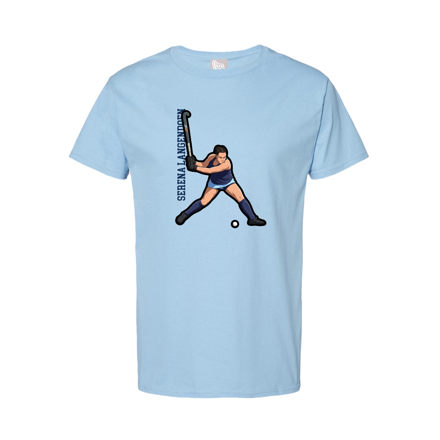 Youth Tee — Name Vertical in Light Blue
