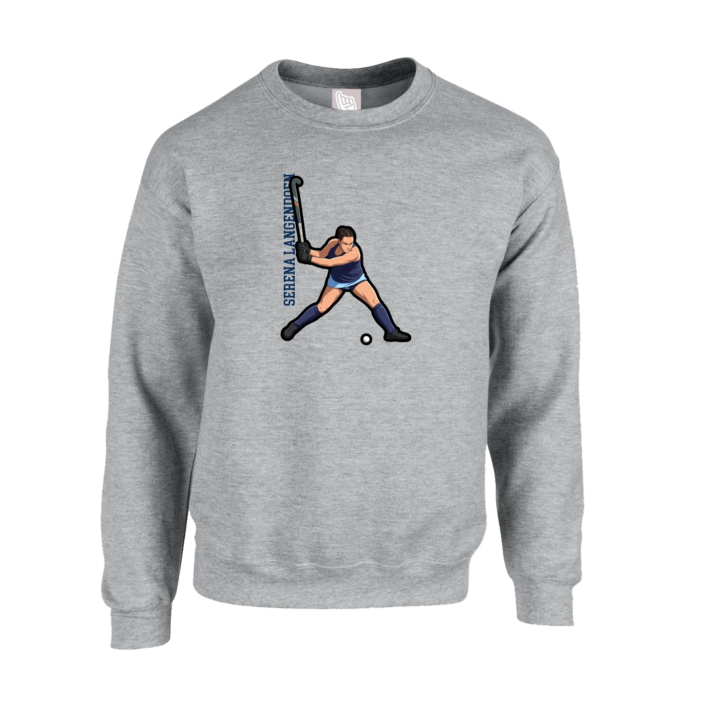 Fleece Crew — Name Vertical in Grey