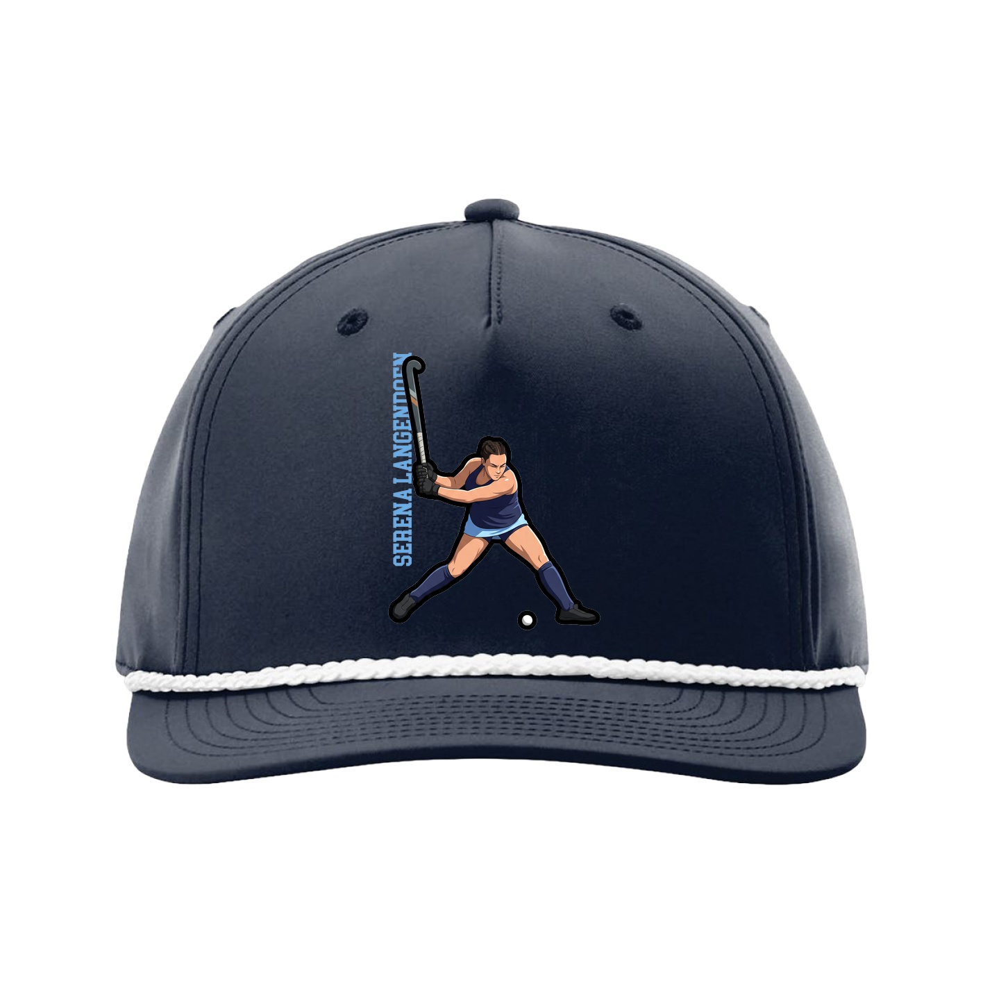 Five-Panel Classic Rope Cap — Name Vertical in Navy