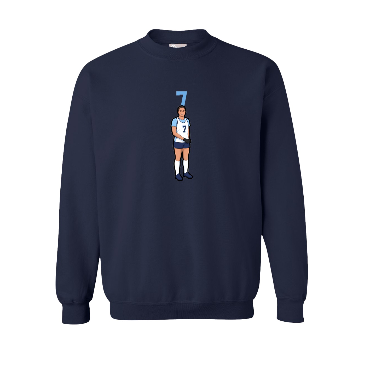 Fleece Crew — Number Top in Navy