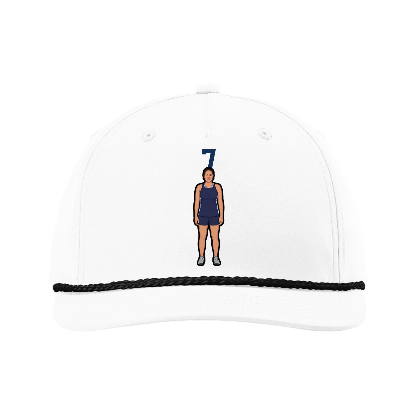 Five-Panel Classic Rope Cap — Number Top in White