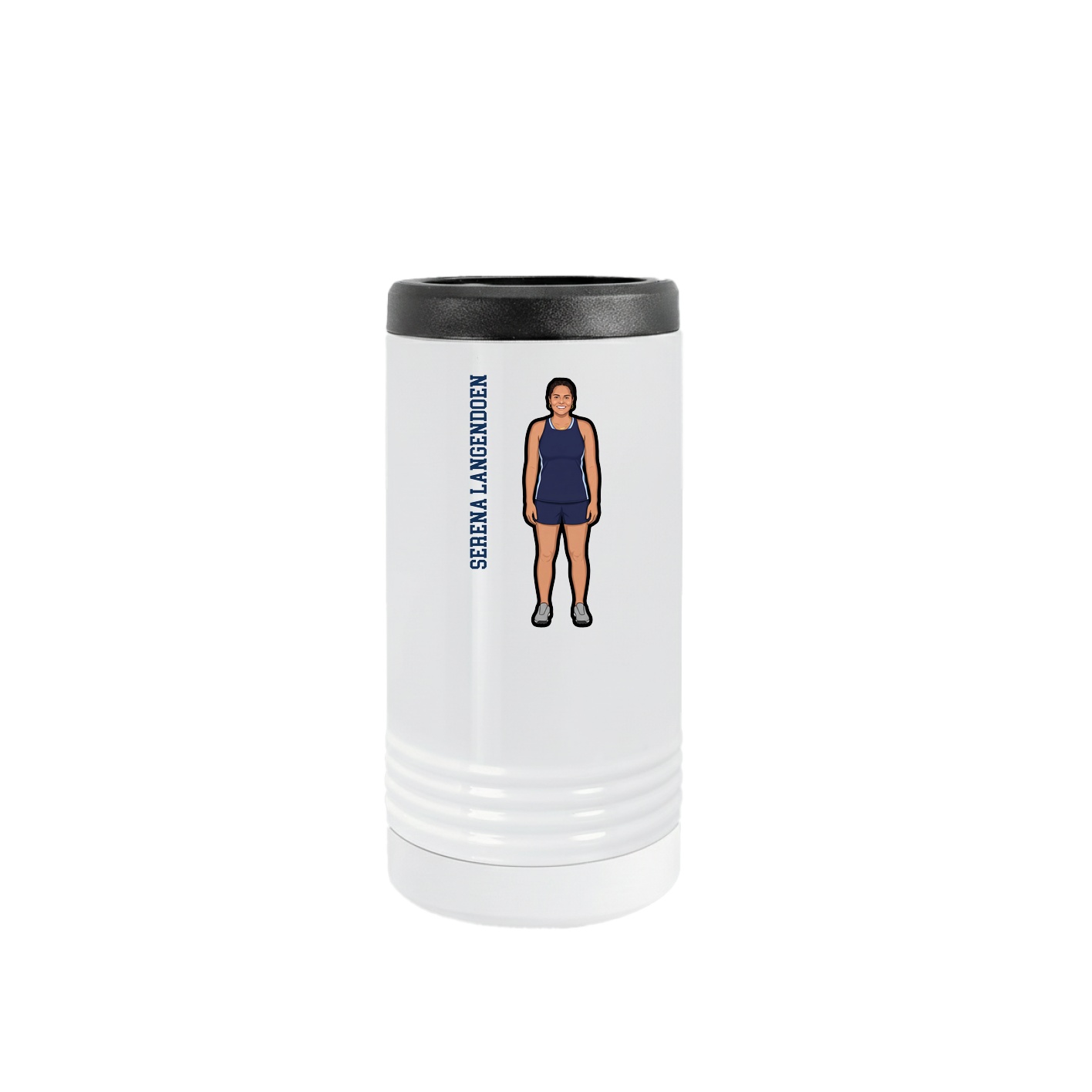 Slim Beverage Holder — Name Vertical in White