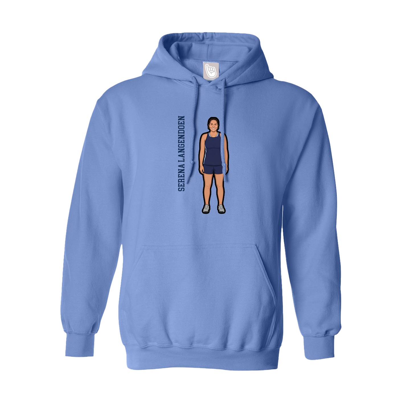 Youth Hoodie — Name Vertical in Powder Blue
