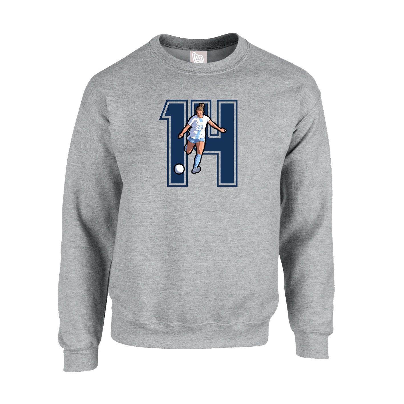 Fleece Crew — Number in Grey
