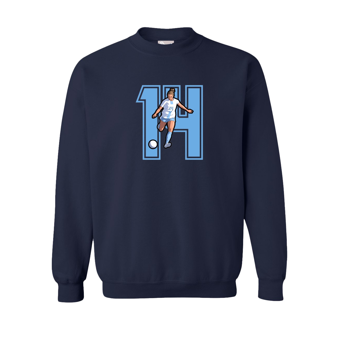 Fleece Crew — Number in Navy