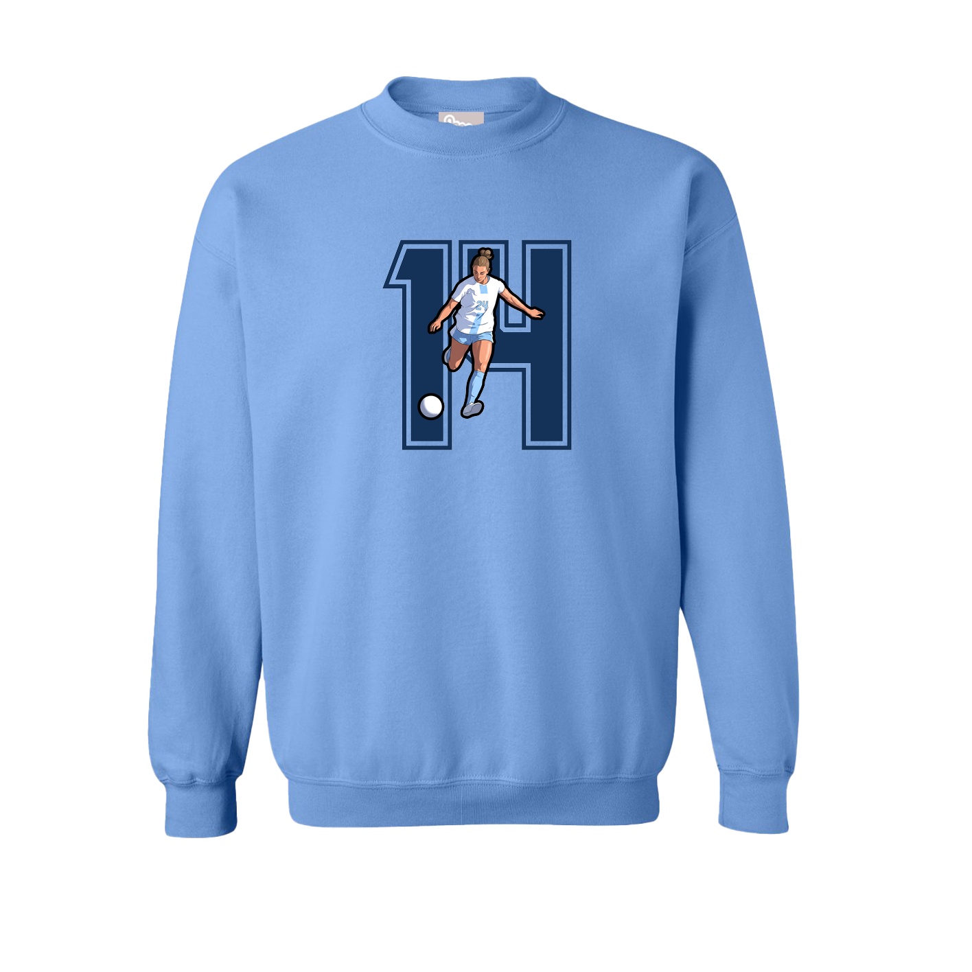 Fleece Crew — Number in Powder Blue