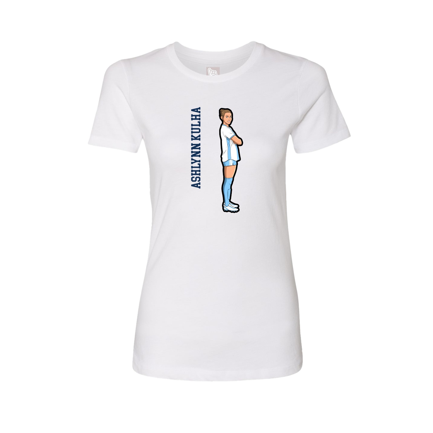Womens Tee — Name Vertical in White