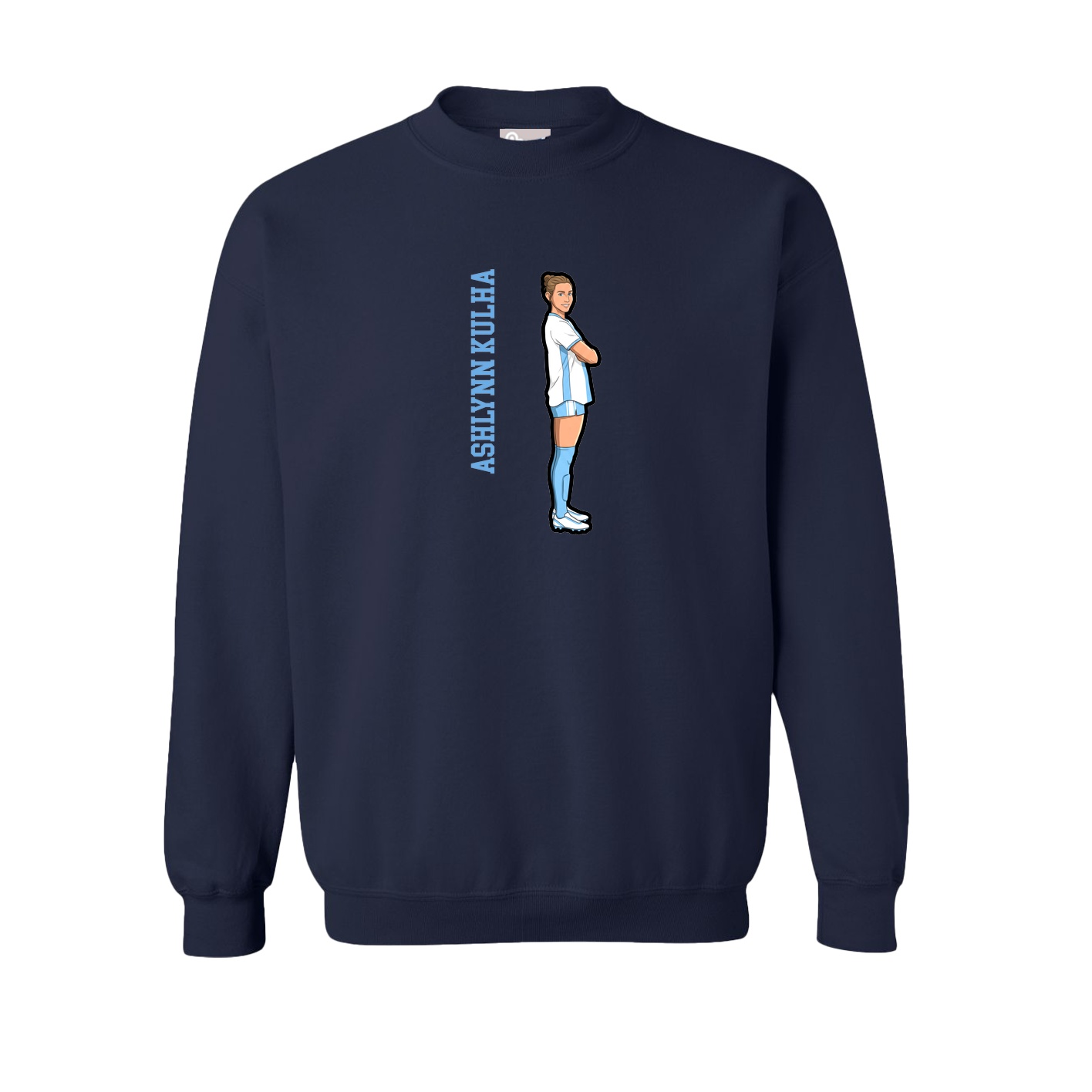 Fleece Crew — Name Vertical in Navy