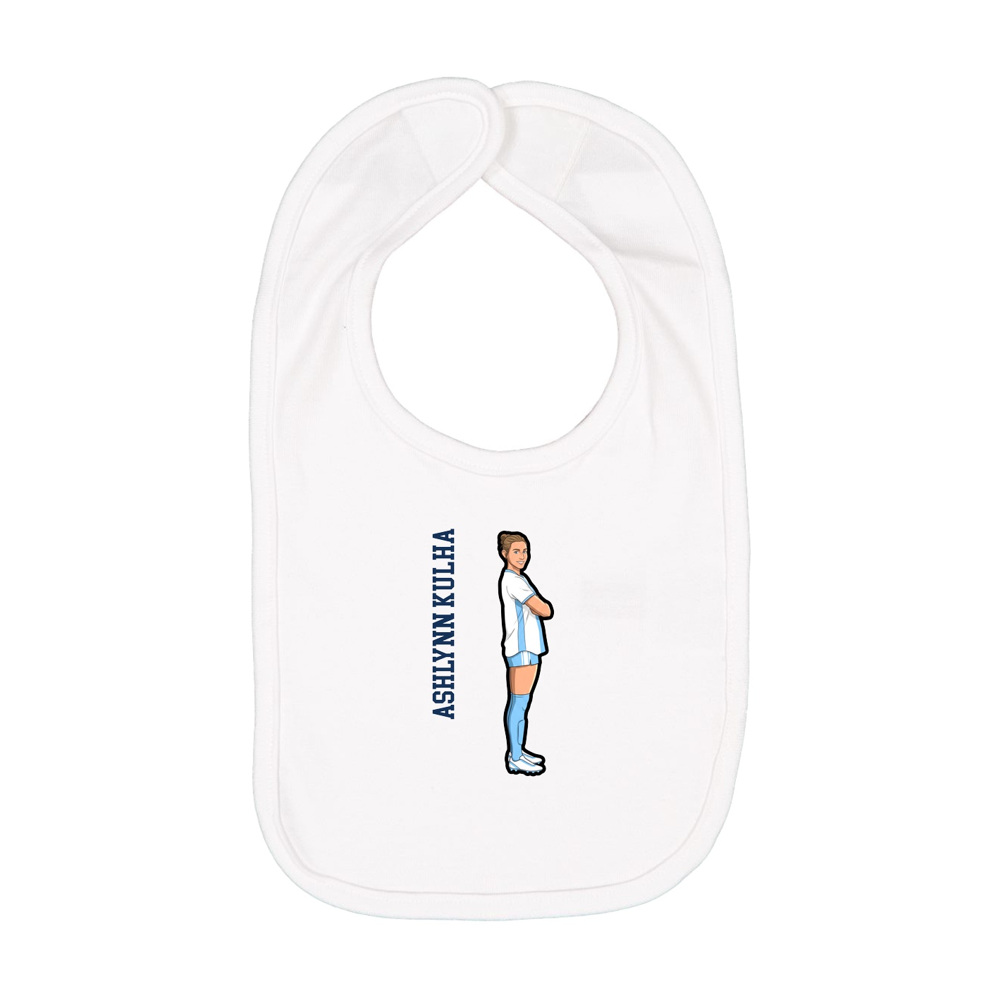 Infant Bib — Name Vertical in White