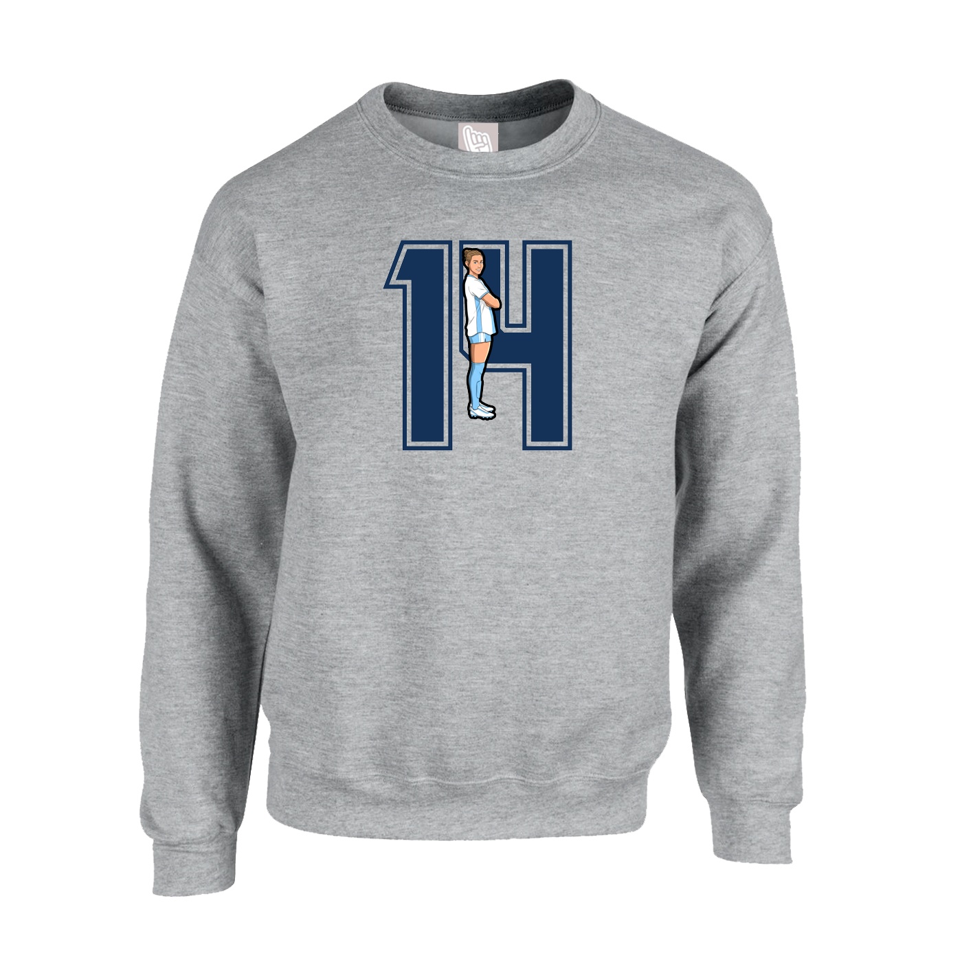 Fleece Crew — Number in Grey