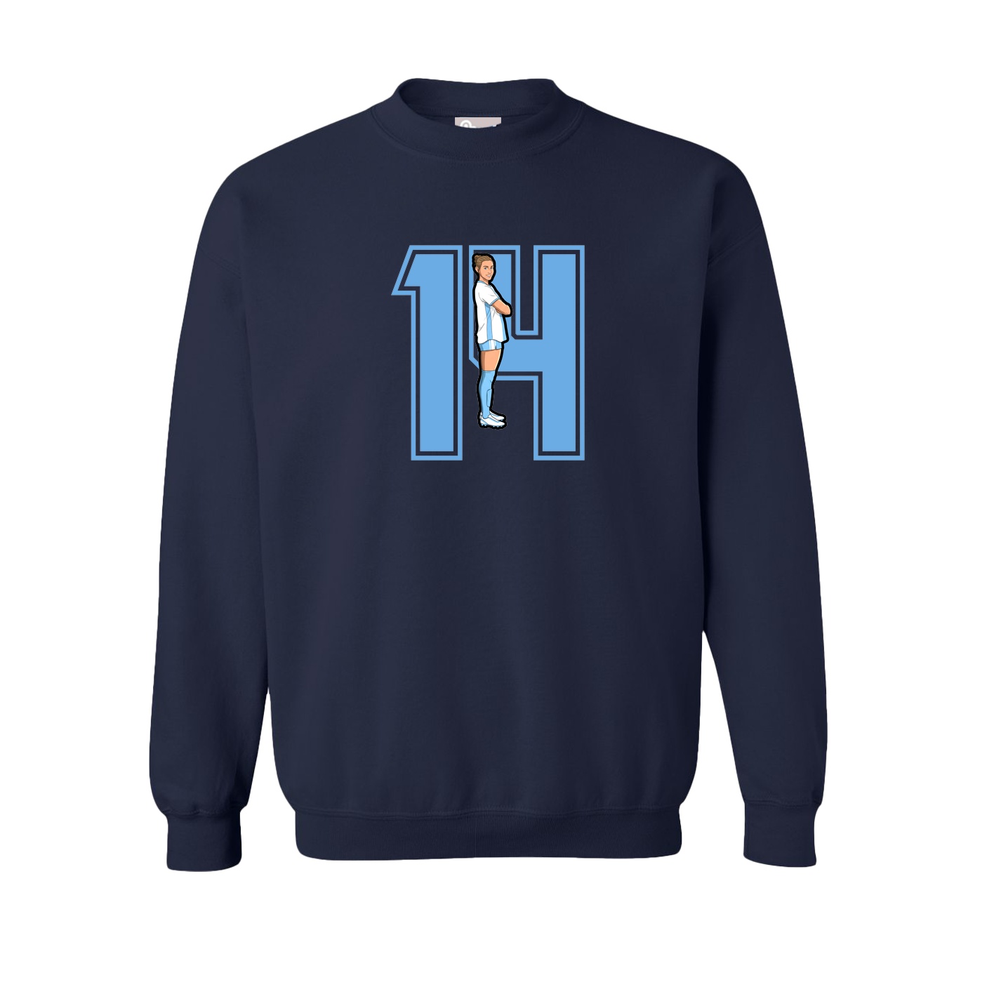 Fleece Crew — Number in Navy