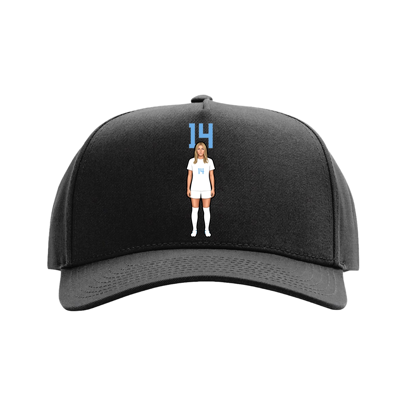 Full Fabric Five-Panel Champ Cap — Number Top in Black