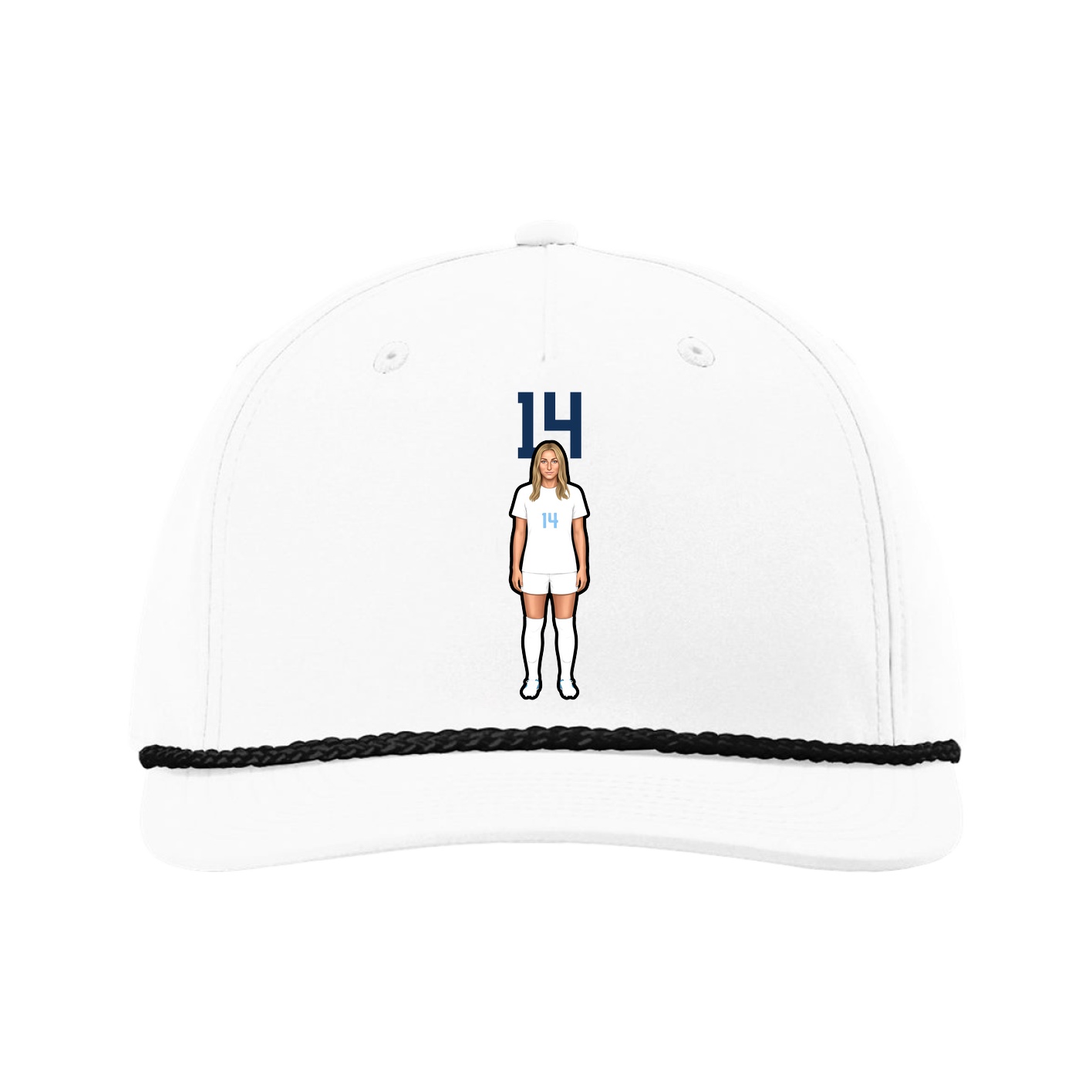 Five-Panel Classic Rope Cap — Number Top in White