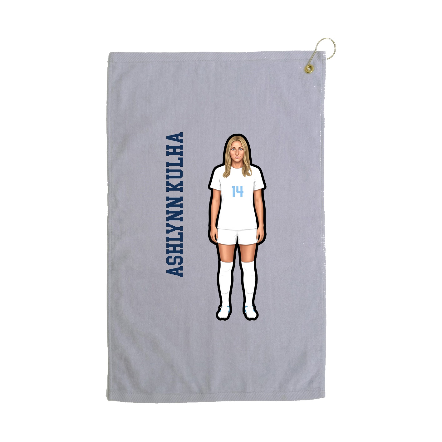 Golf Towel — Name Vertical in Grey