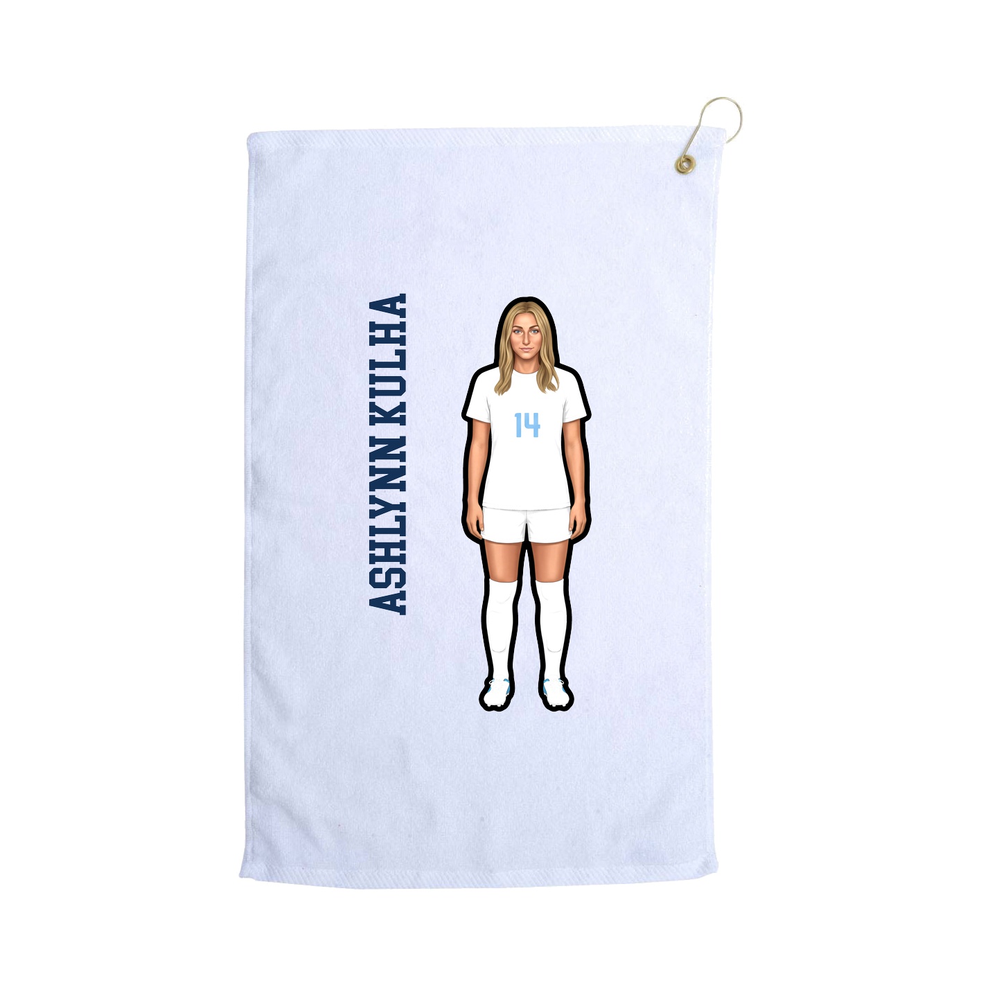 Golf Towel — Name Vertical in White