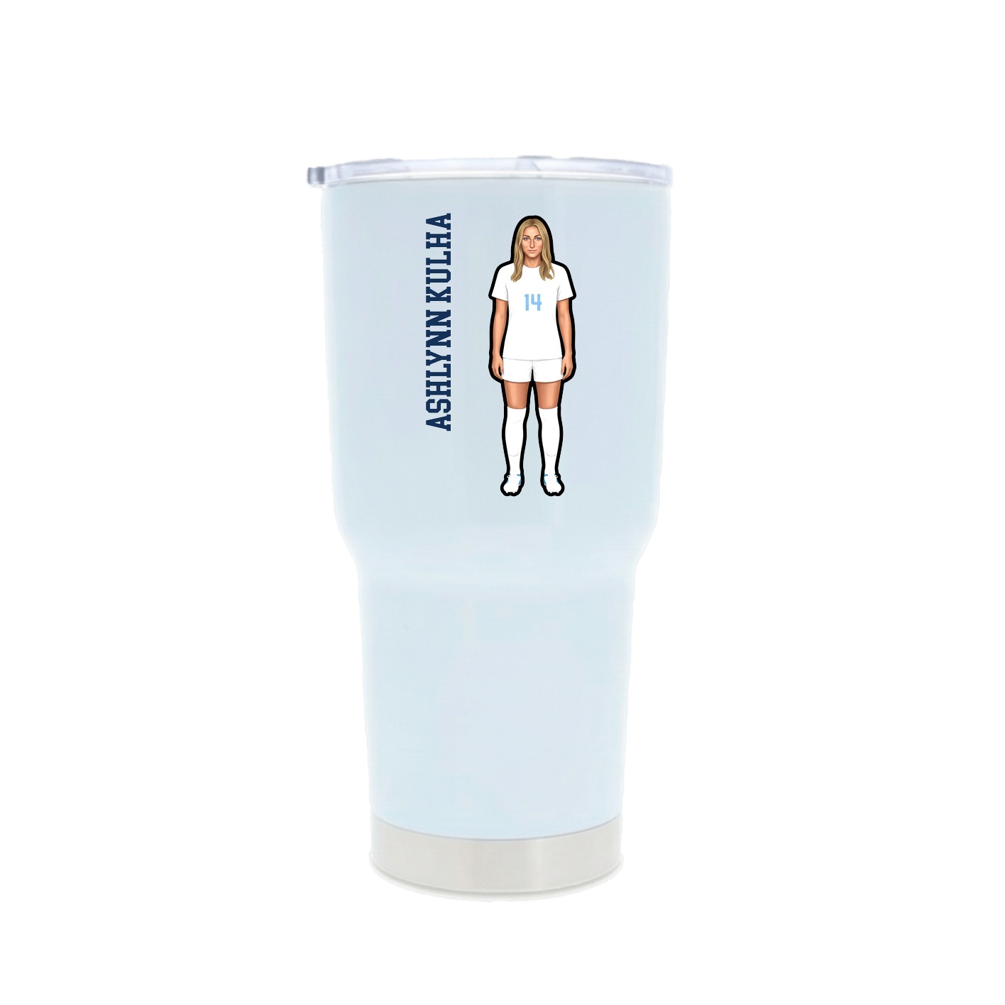 30oz Stainless Steel Tumbler — Name Vertical in White