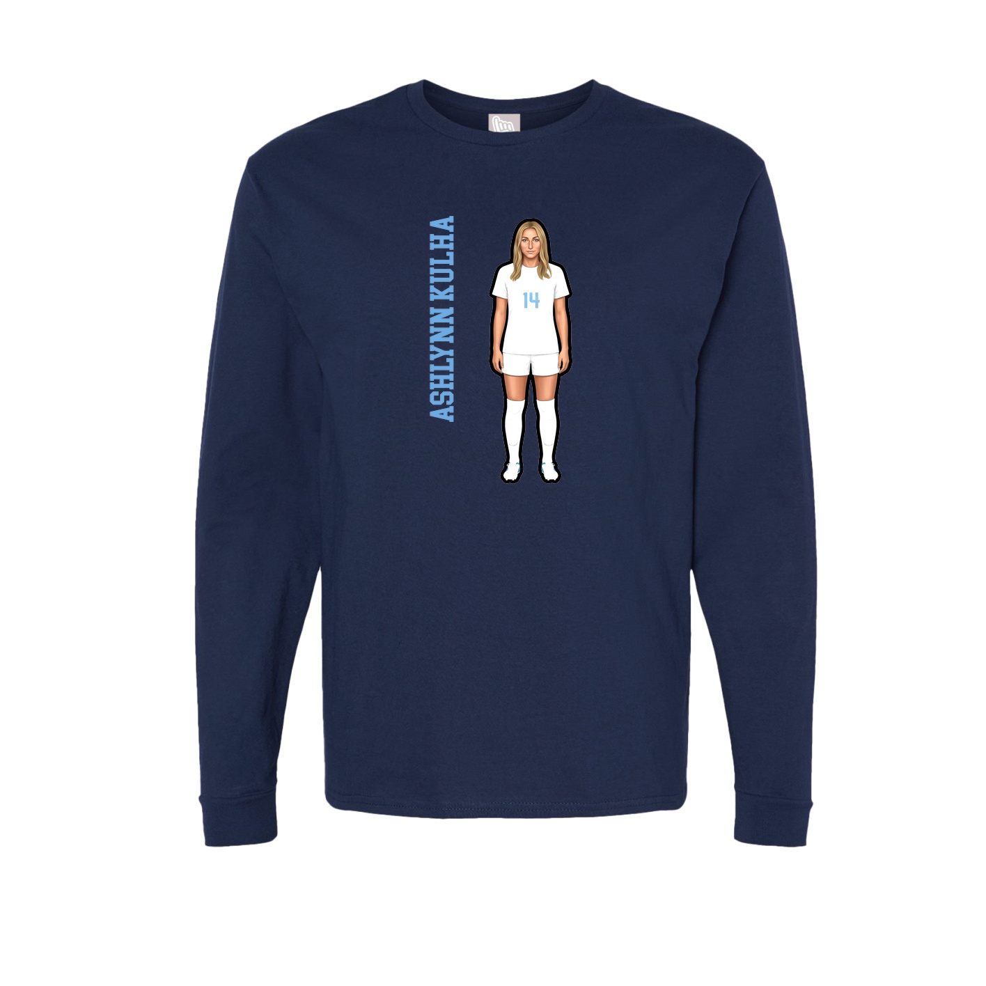 Long Sleeve Tee — Name Vertical in Navy