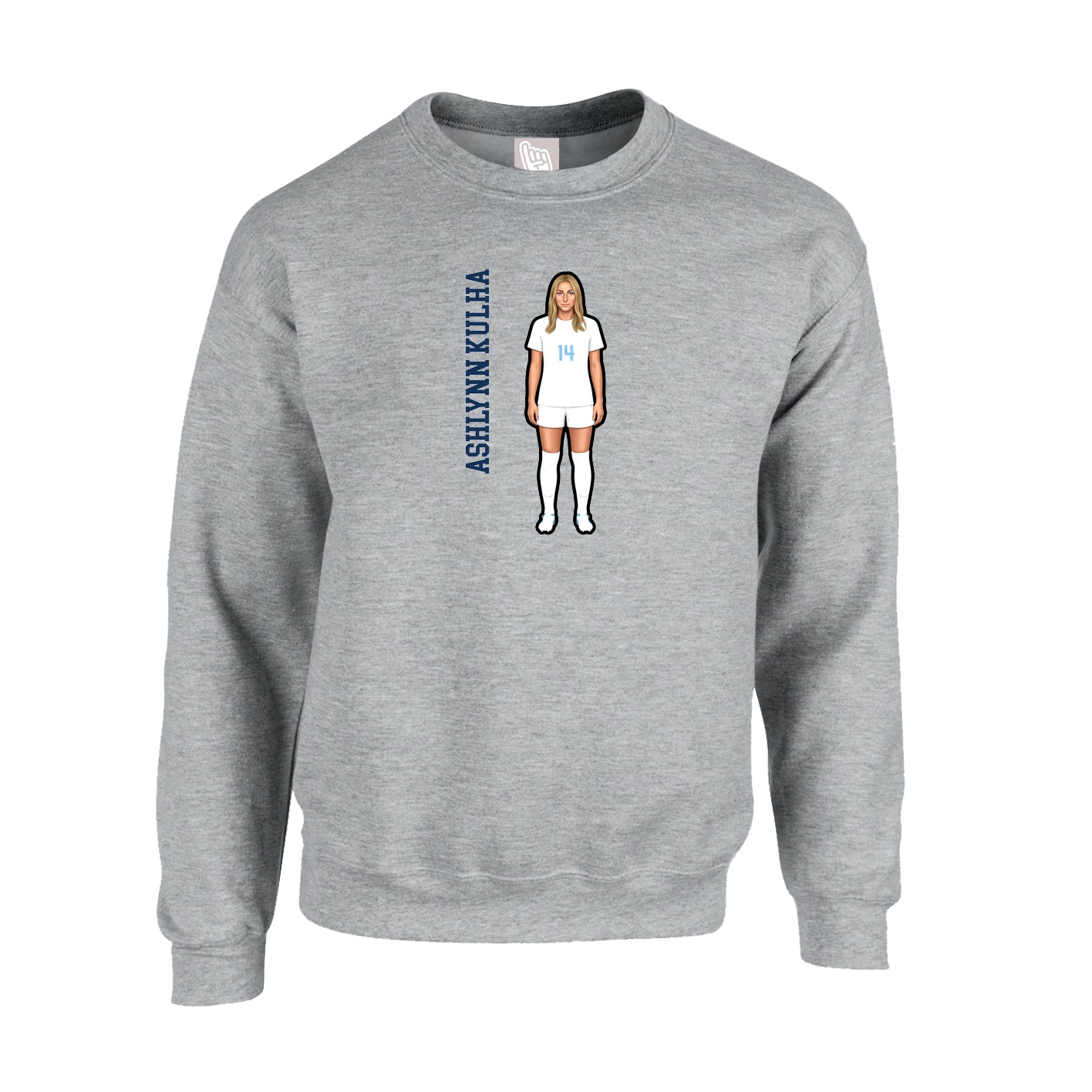 Fleece Crew — Name Vertical in Grey