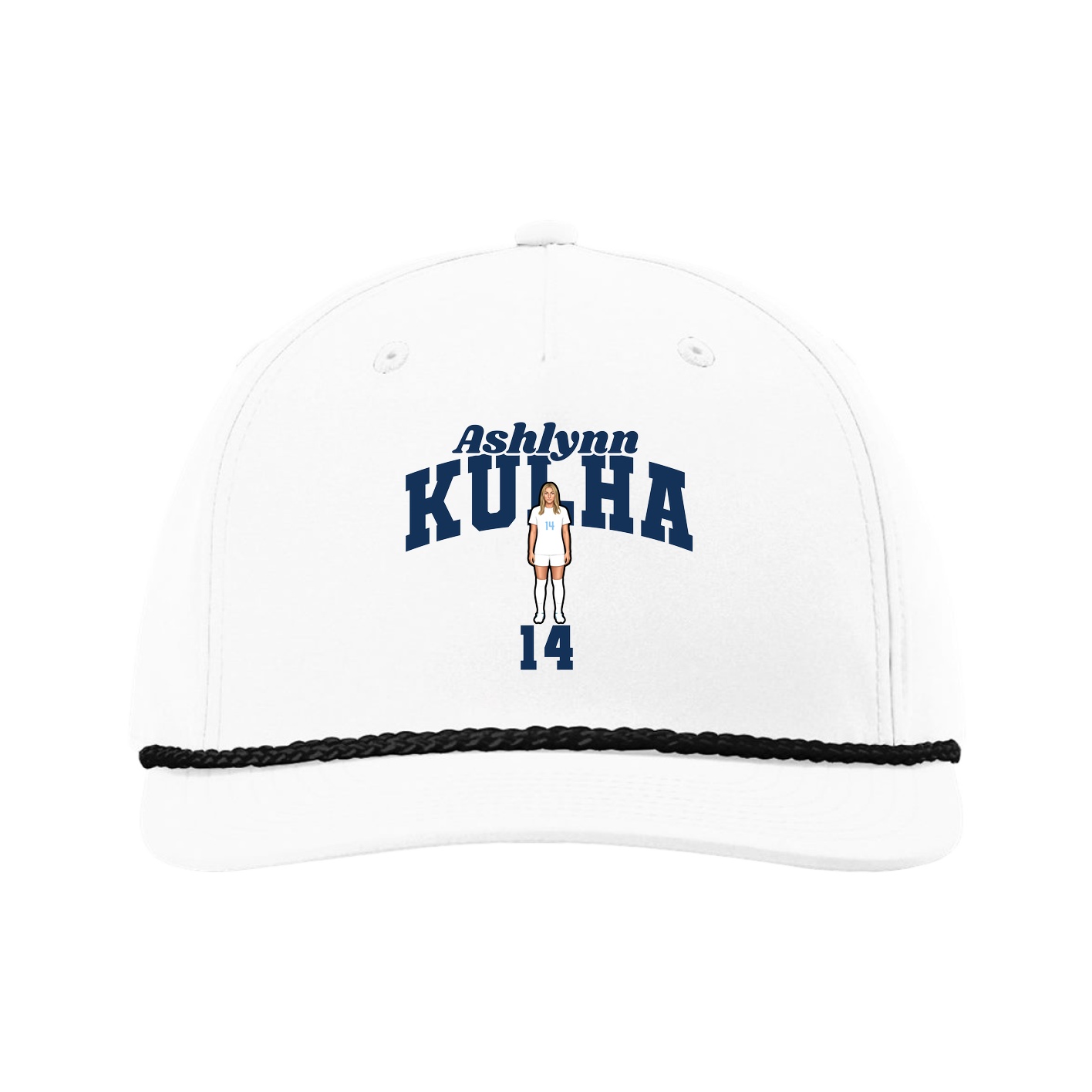 Five-Panel Classic Rope Cap — Signature Arch in White