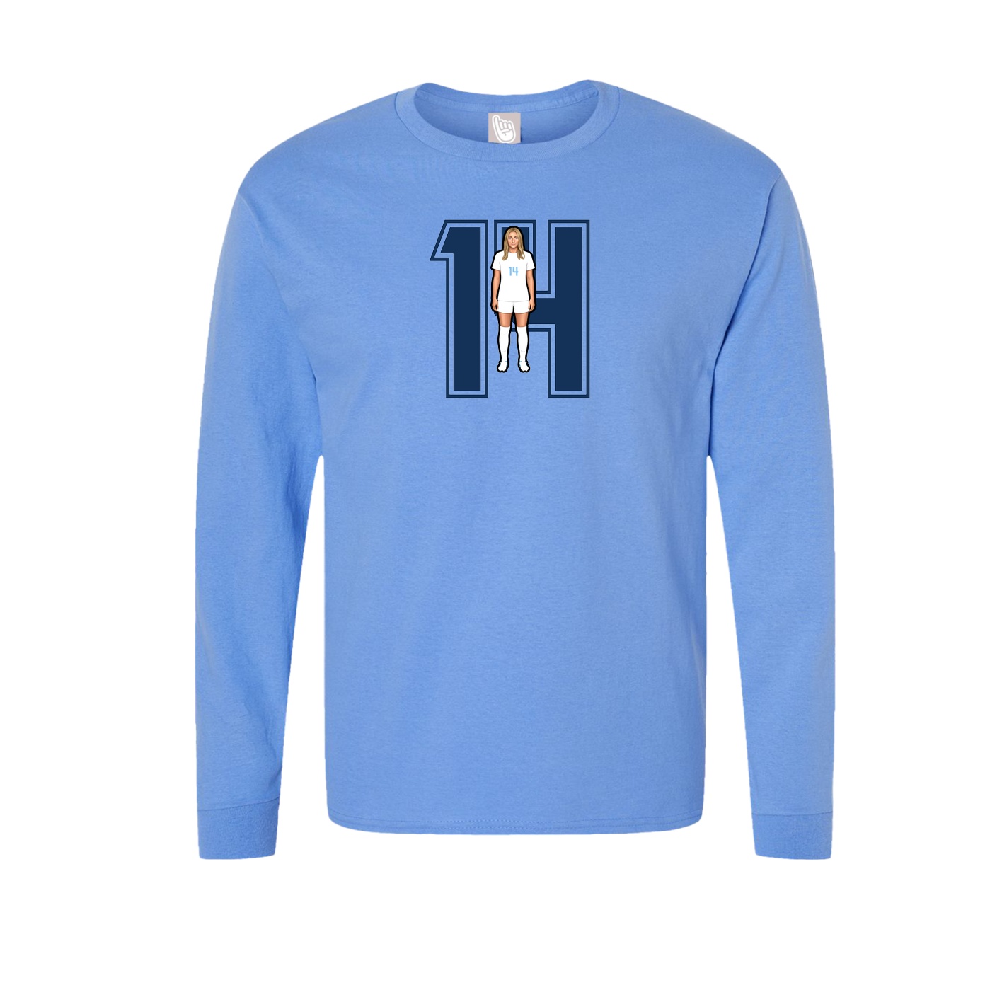 Long Sleeve Tee — Number in Powder Blue