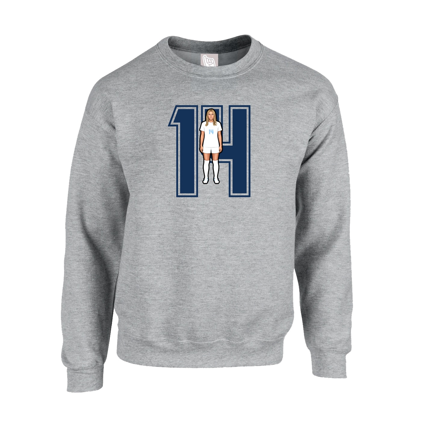 Fleece Crew — Number in Grey
