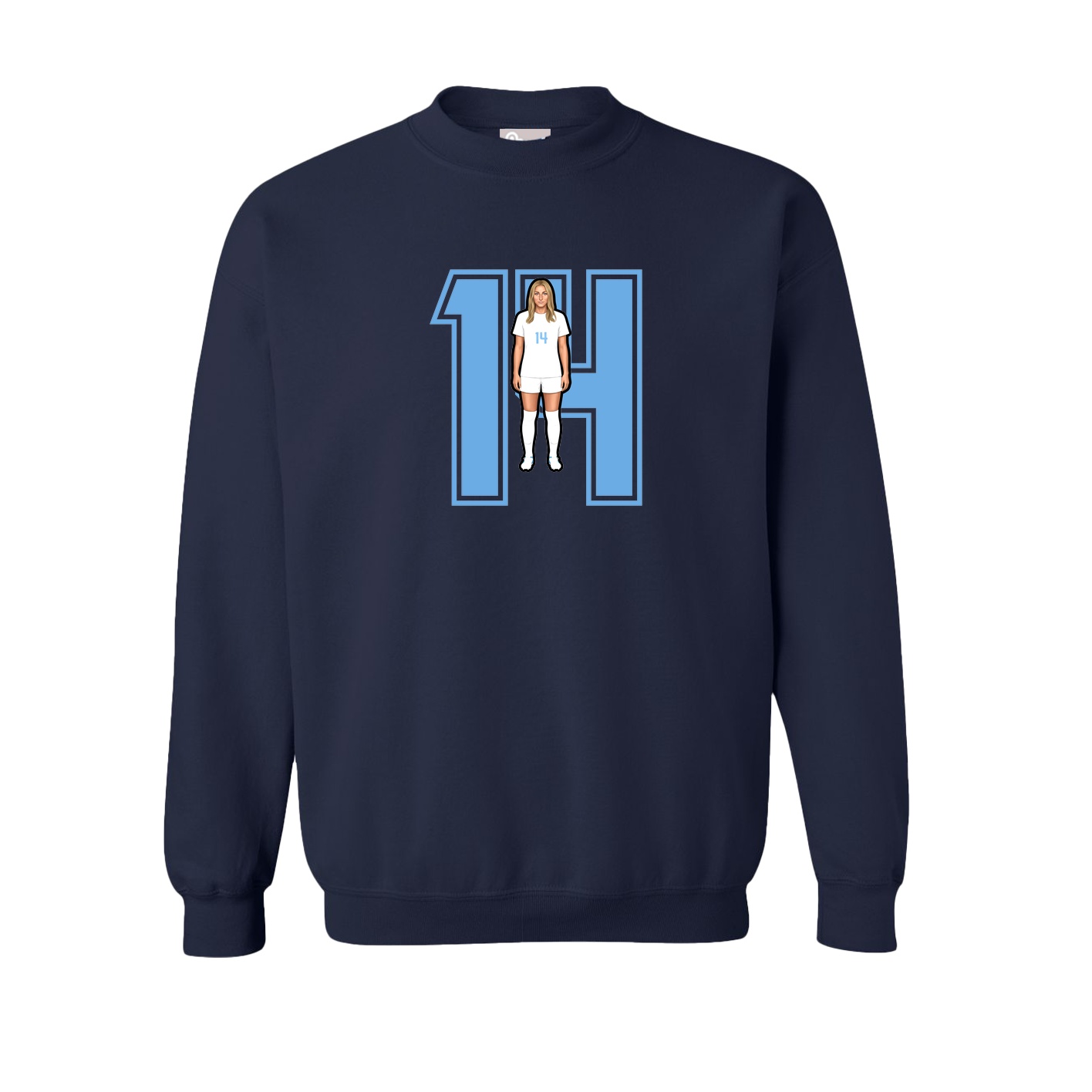 Fleece Crew — Number in Navy