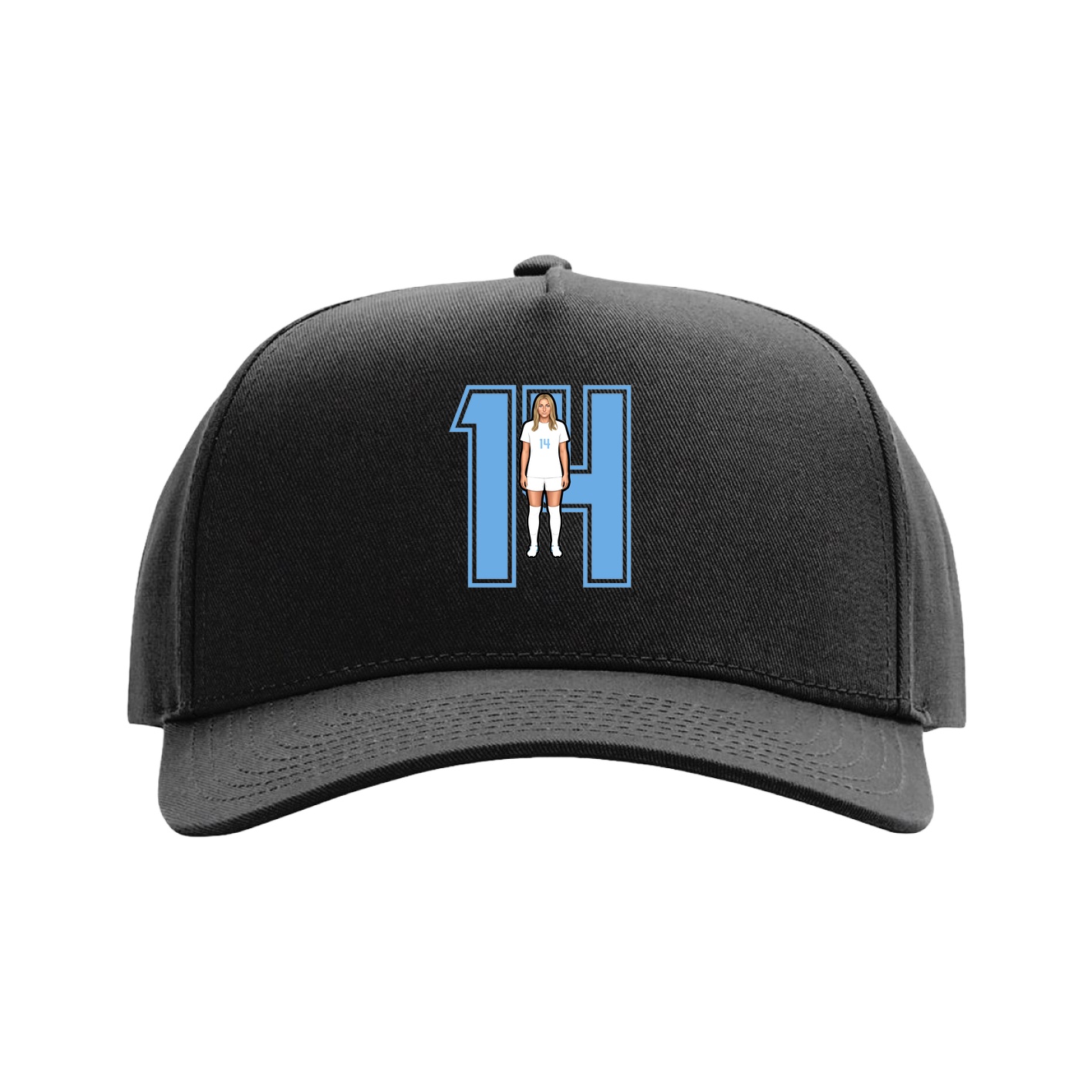 Full Fabric Five-Panel Champ Cap — Number in Black