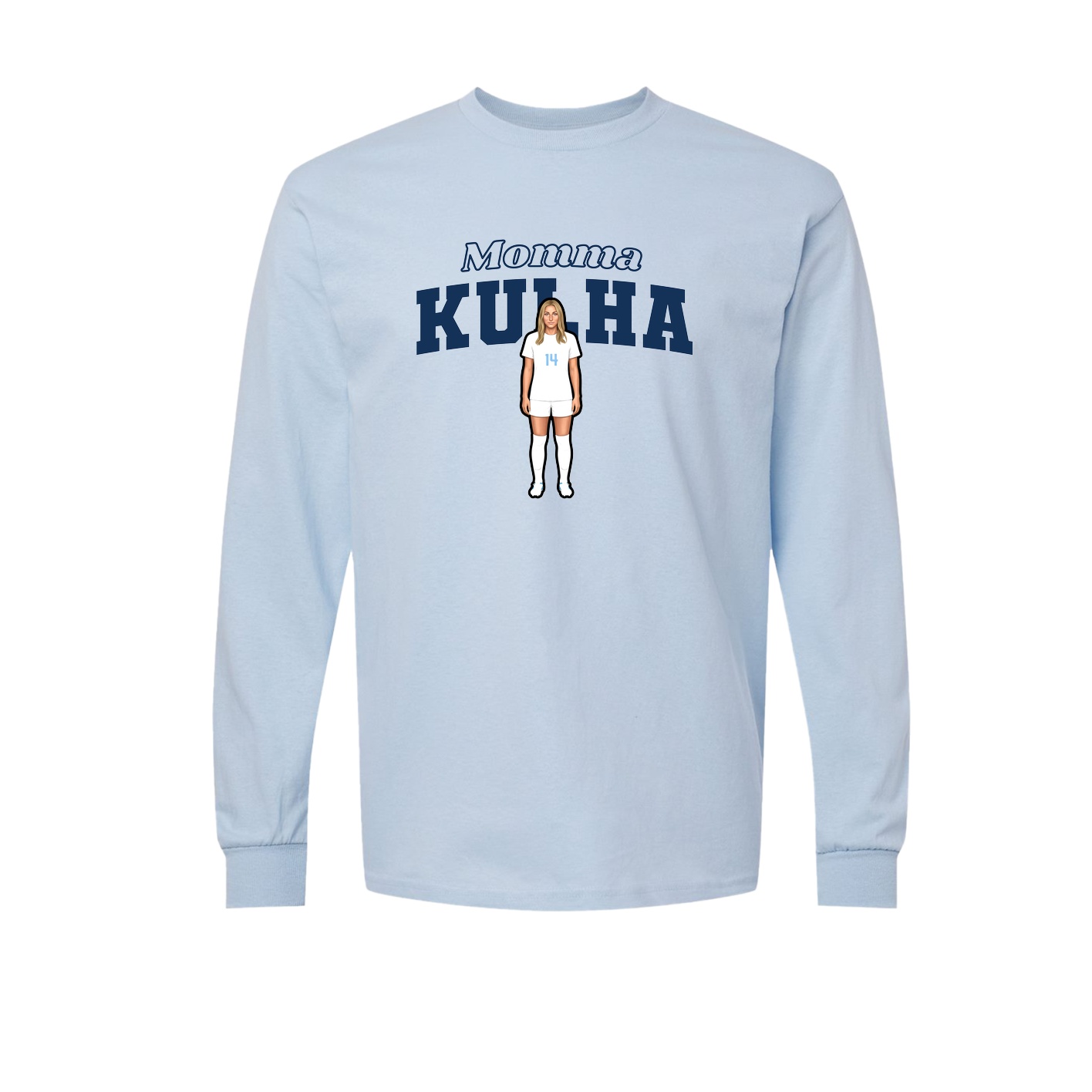 Long Sleeve Tee — Mothers Day Block in Light Blue