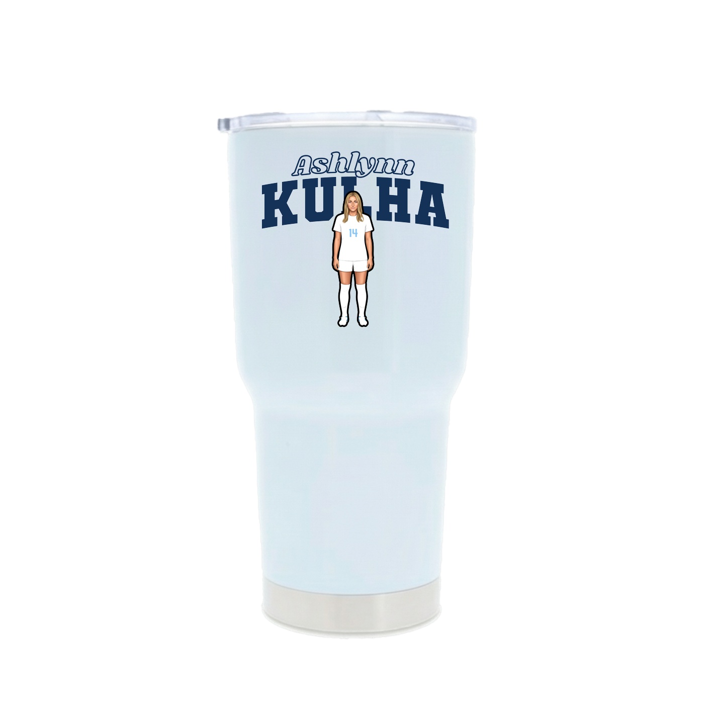 30oz Stainless Steel Tumbler — Name Arch in White