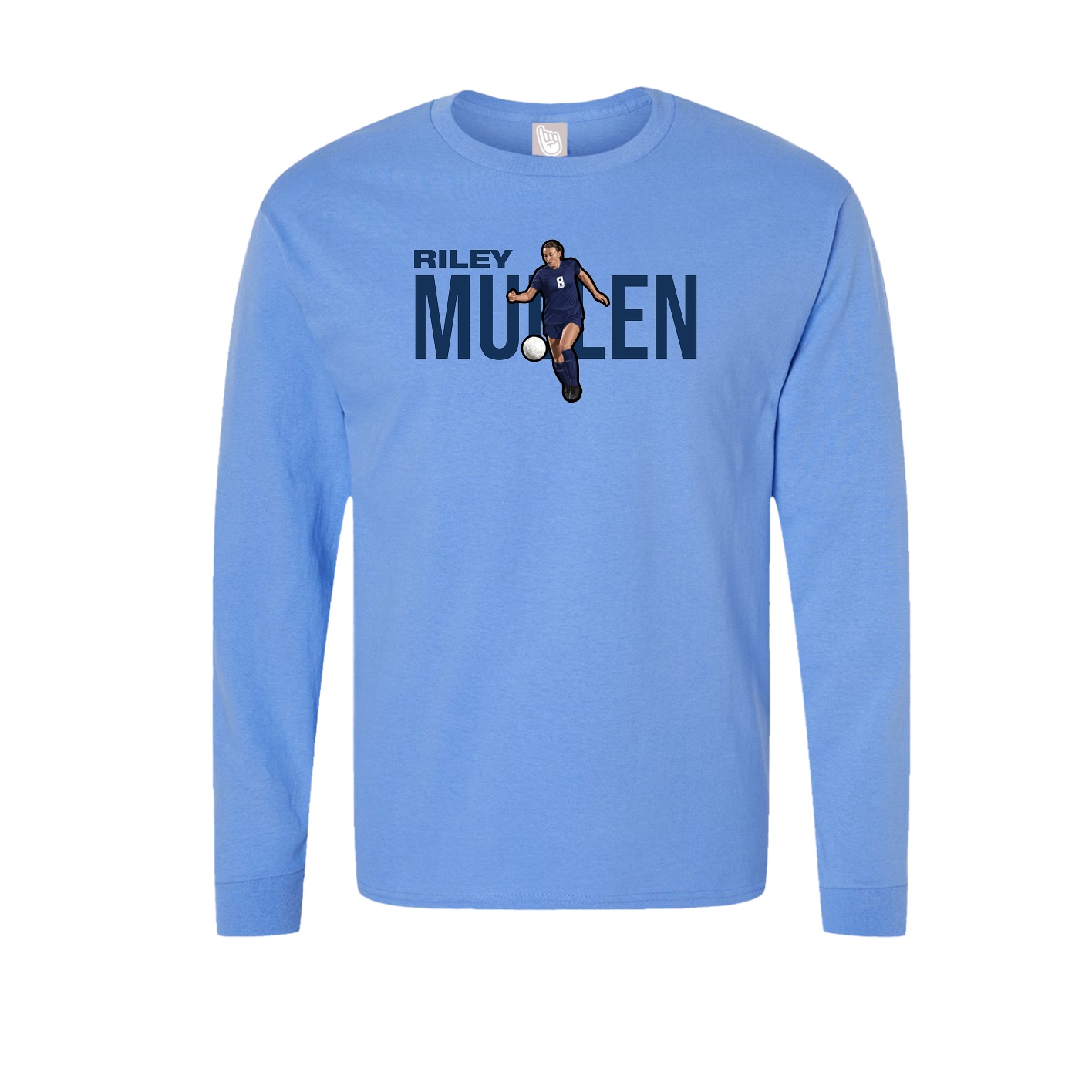 Long Sleeve Tee — Player Name in Powder Blue