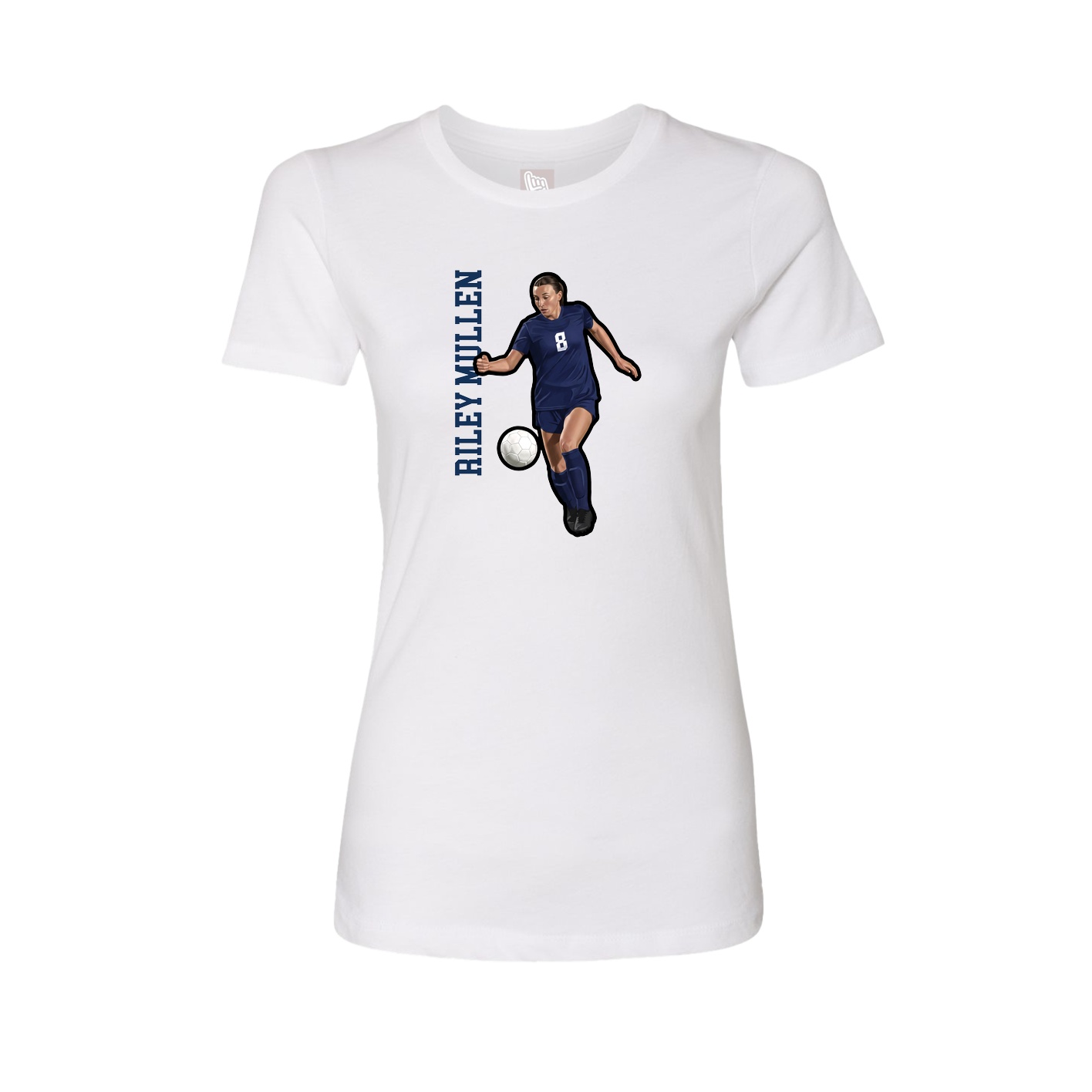 Womens Tee — Name Vertical in White