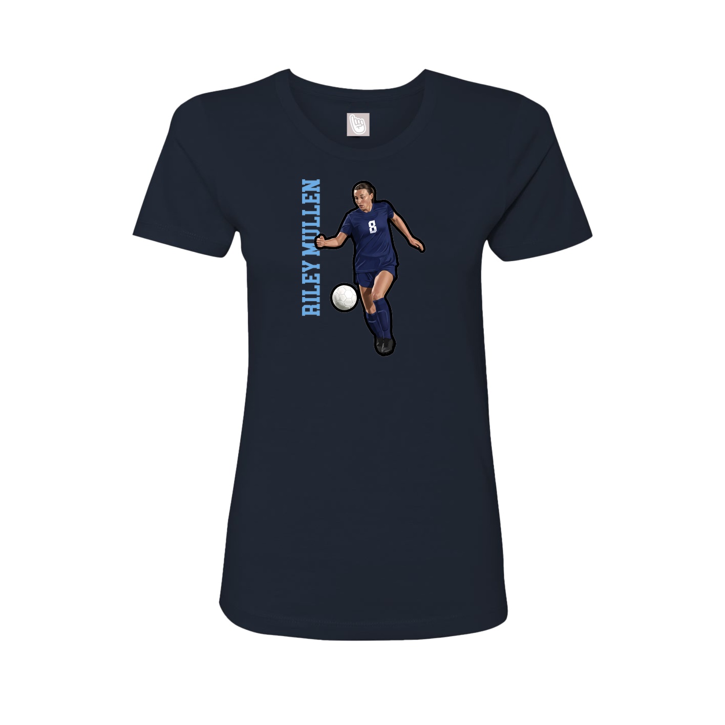 Womens Tee — Name Vertical in Navy