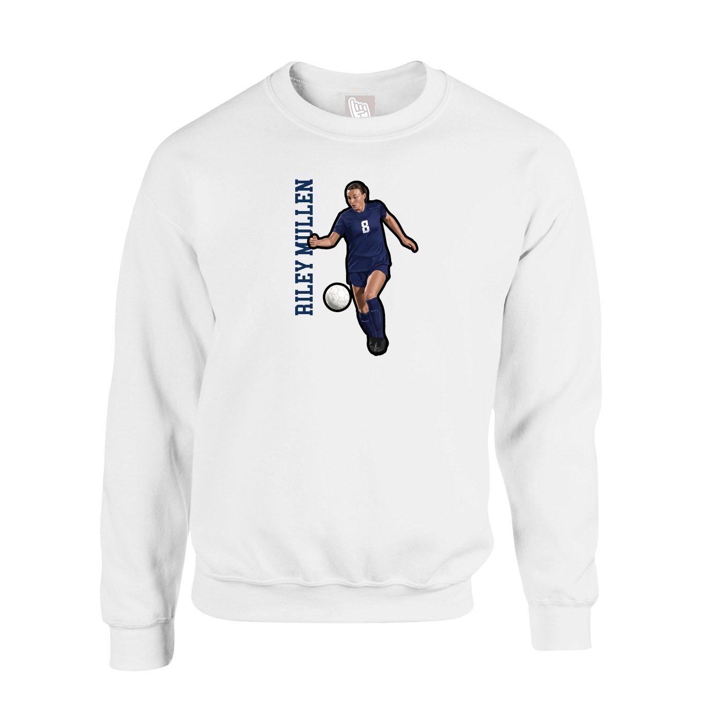 Fleece Crew — Name Vertical in White