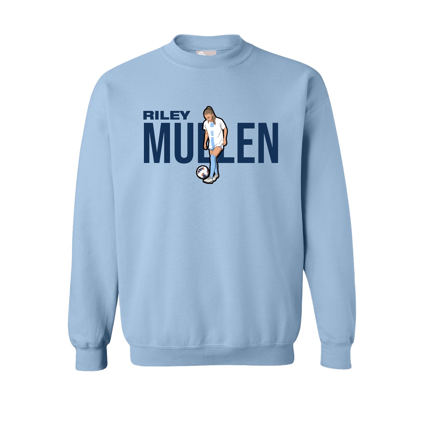 Fleece Crew — Player Name in Light Blue