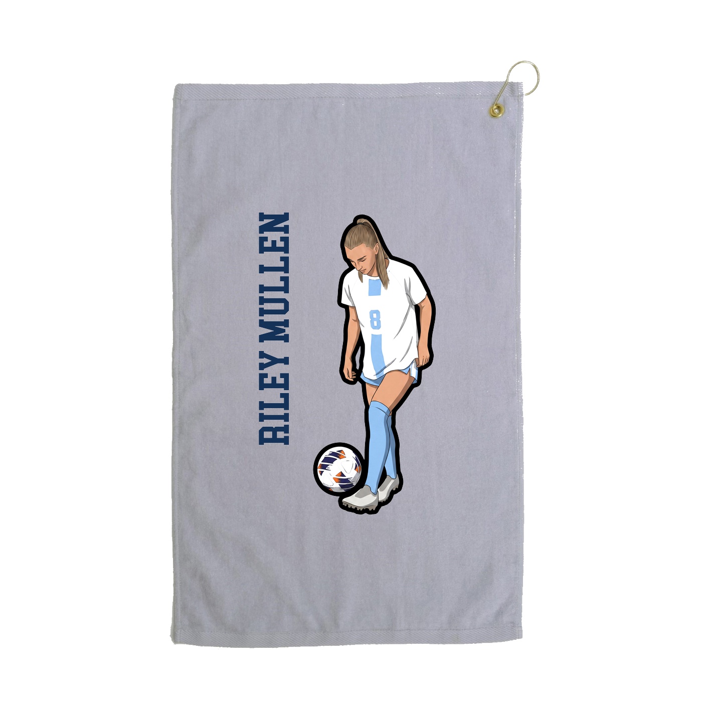Golf Towel — Name Vertical in Grey