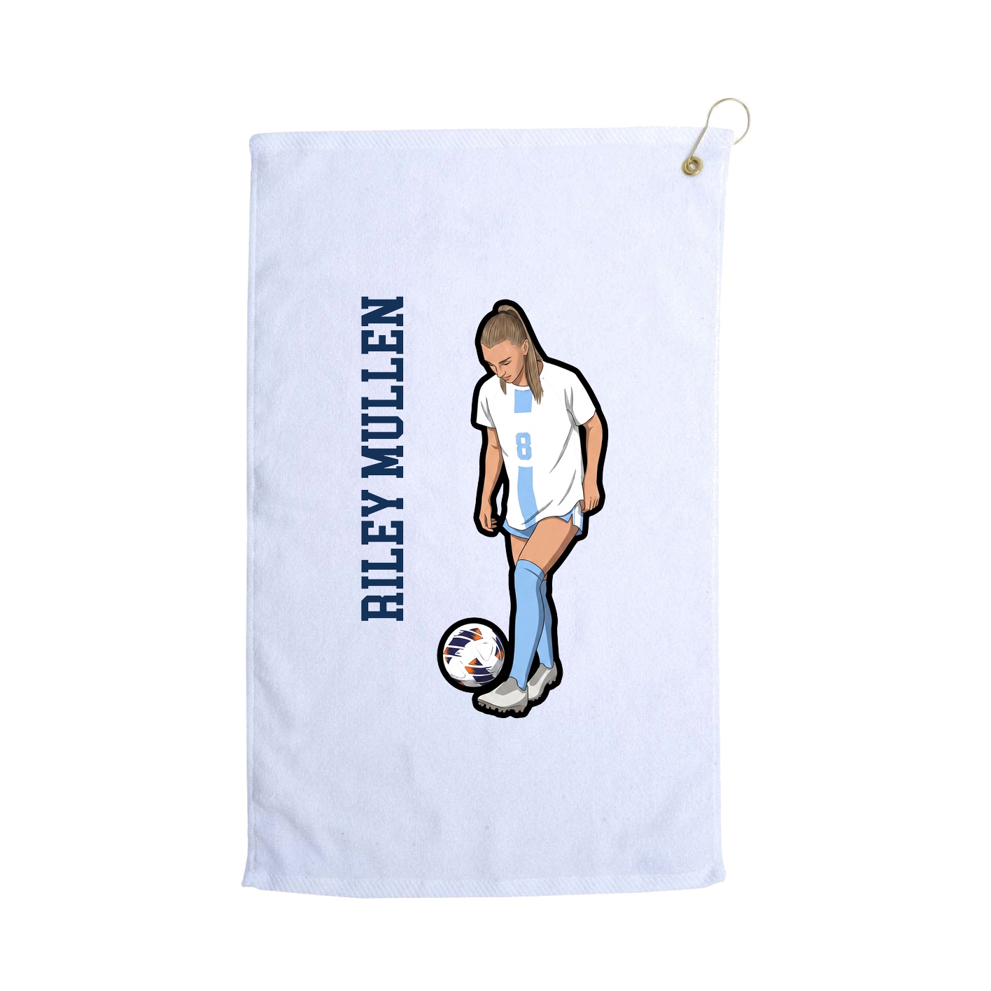 Golf Towel — Name Vertical in White