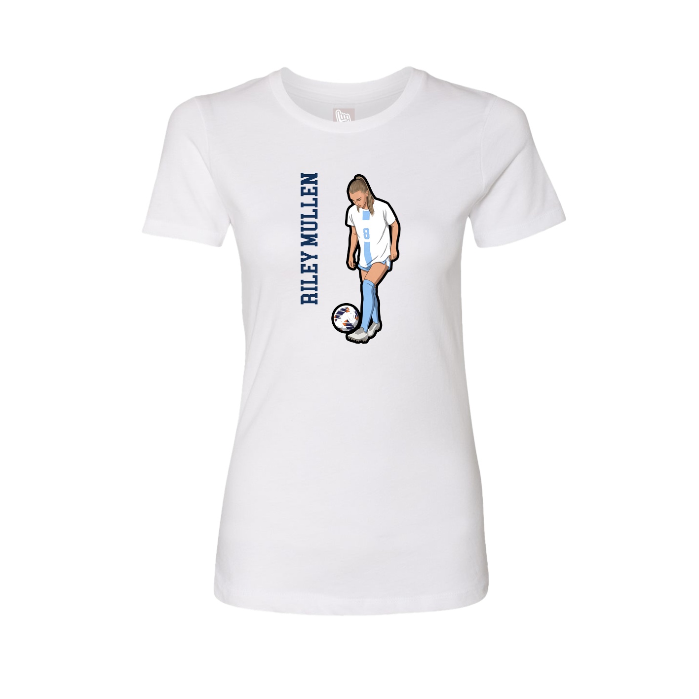Womens Tee — Name Vertical in White