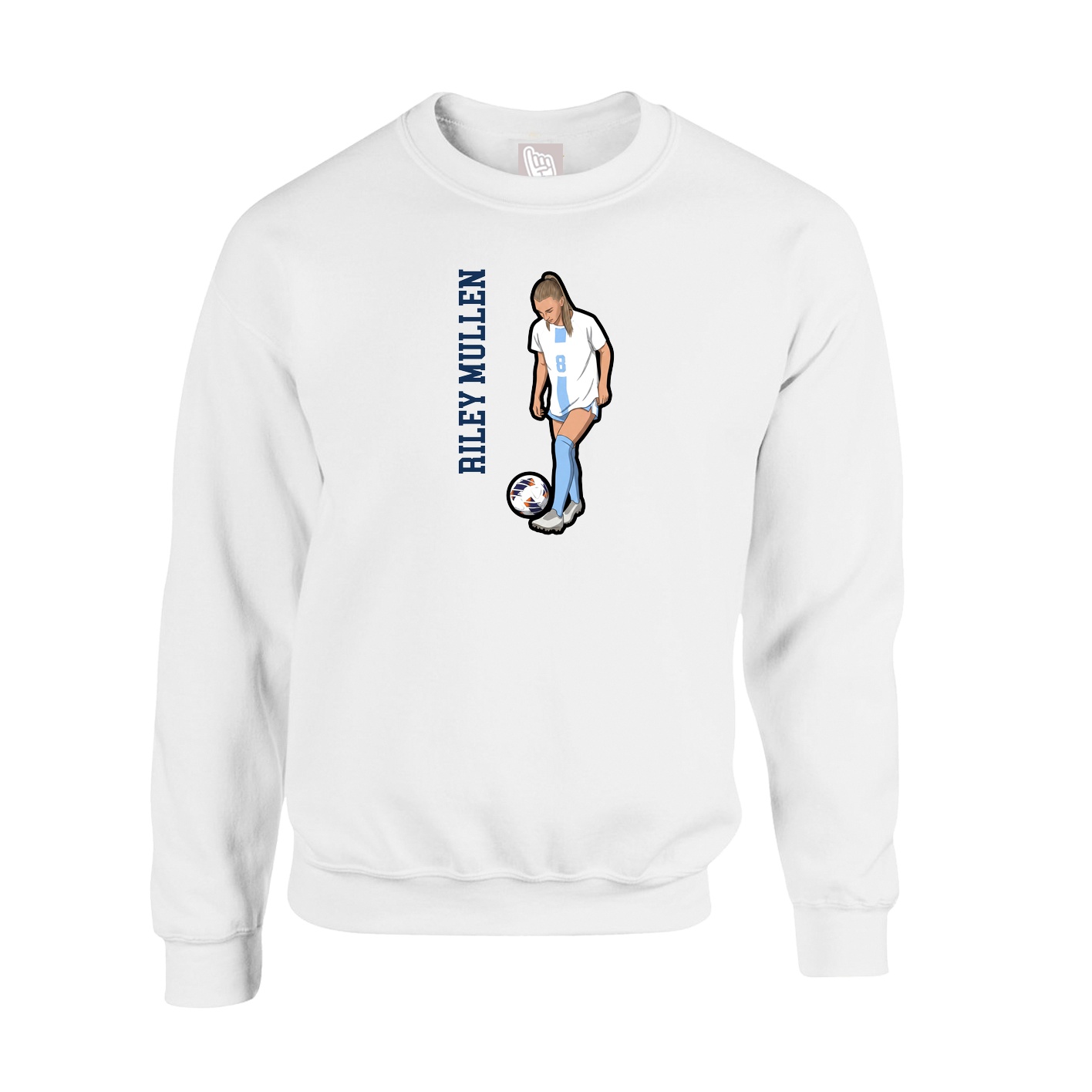 Fleece Crew — Name Vertical in White