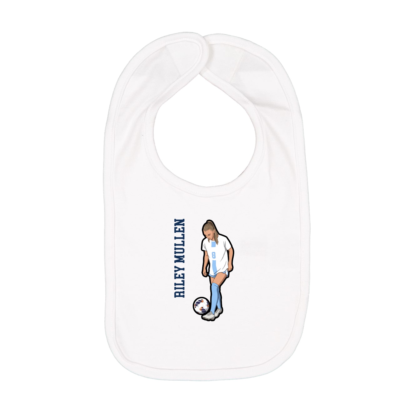 Infant Bib — Name Vertical in White